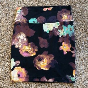 Floral Black Bodycon Skirt